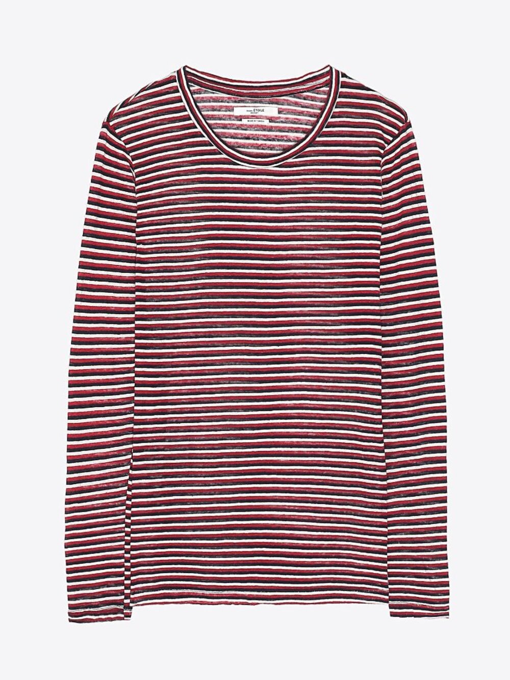 ISABEL MARANT ETOILE Linen Cotton Blend Long Sleeve Top M Red White Navy Stripe